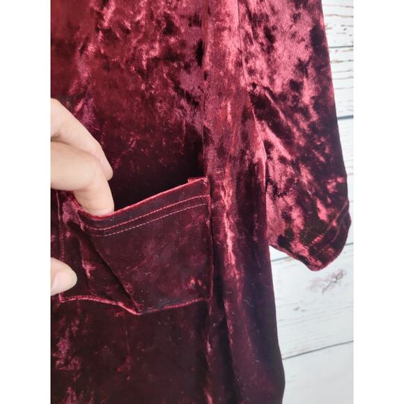 Spring & Mercer Velvet Legging Tee Burgundy V-Neck Short Sleeve Top Womens Sz XL - Picture 6 of 9